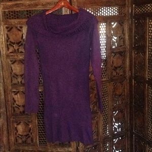Purple long sweater/ short, knit dress